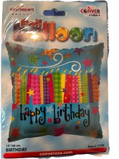 Kaleidoscope 18" Foil Square Candles Happy Birthday Balloon