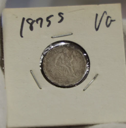 1875 S US Seated Liberty Dime 10c VG (Cleaned)