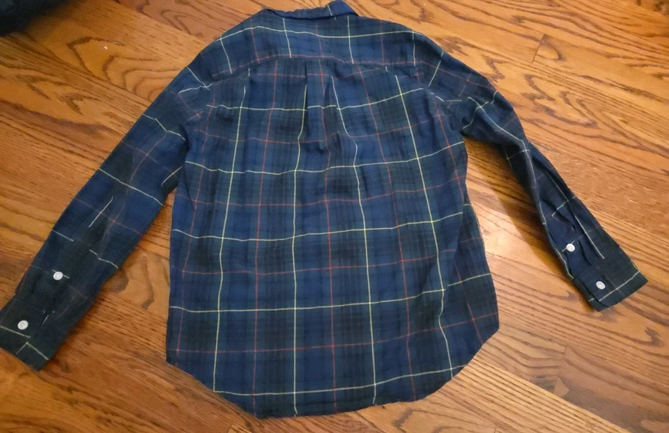 Ralph Lauren Polo Plaid Button Down Shirt Blue Green Long Sleeve Boys 6 - Image 4 of 4