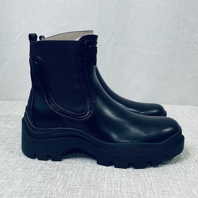 Guess Yesses Triple Triangle Lug Sole Gore Chelsea boots in black , size 8.5