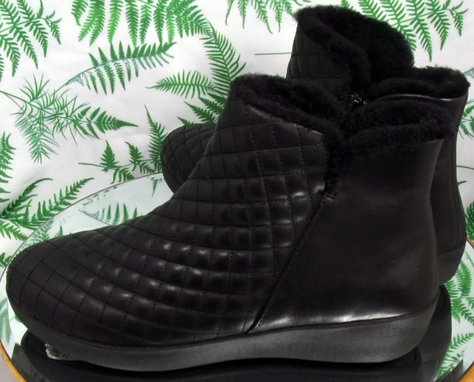 BOTINES FITFLOP MILA CUERO ACOLCHADO DIAMANTE NEGRO ZAPATOS MUJER EE. UU. TALLA 10 Foto 4 de 4