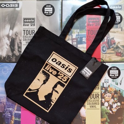 OFFICIAL OASIS LIVE '25 HALF GOLD FACES TOTE BAG TOUR MERCH STORE