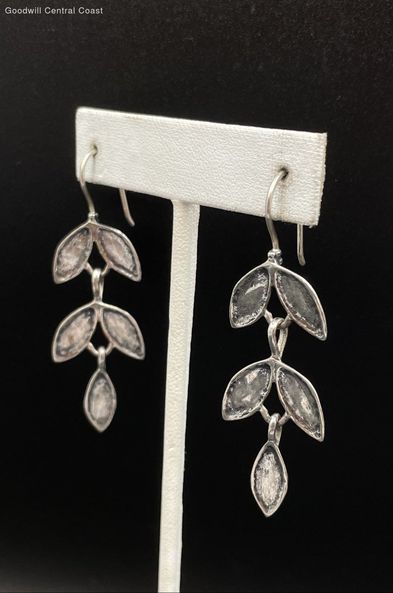925 Silver Silpada Leaf Design Dangle Earrings - image 2
