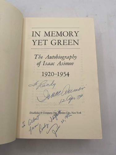 Isaac Asimov SIGNED 1ST EDITION 1ST PRINT In Memory Yet Green: Autobiography HC - Foto 5 di 13