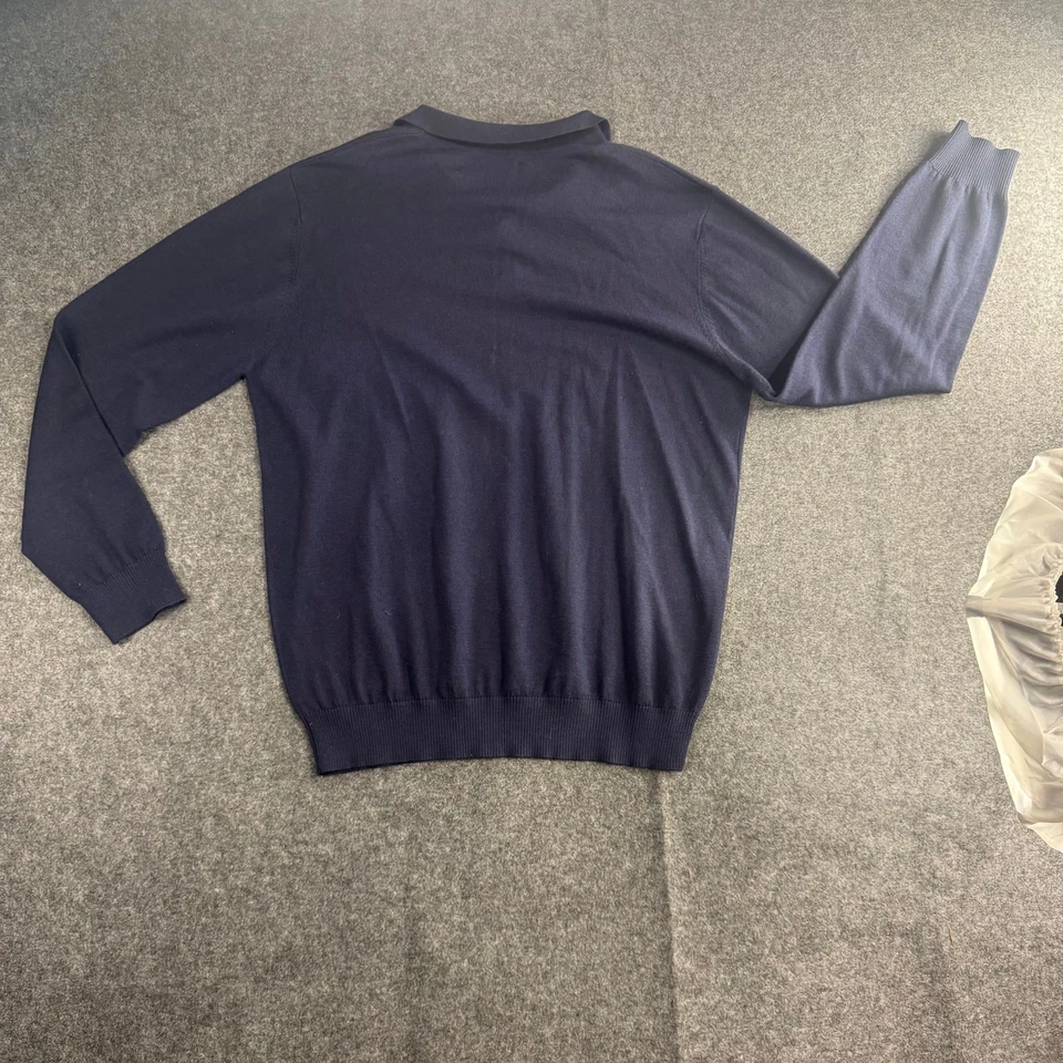 Suéter Polo Charles Tyrwhitt Para Hombres XL Lana Merino Golf Preppy Informal Azul Marino Foto 4 de 4