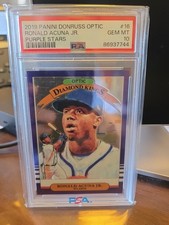 2019 Panini Donruss Diamond Kings Ronald Acuña Jr. Purple Stars /125 PSA 10