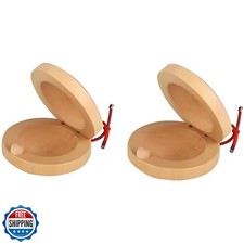 Wooden Castanet, Percussion Instrument - 2Pcs Hand Finger Castane