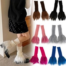 Handmade Spicy Girl Millennium Style Fur Knit Splice Y2K Leg Socks Set