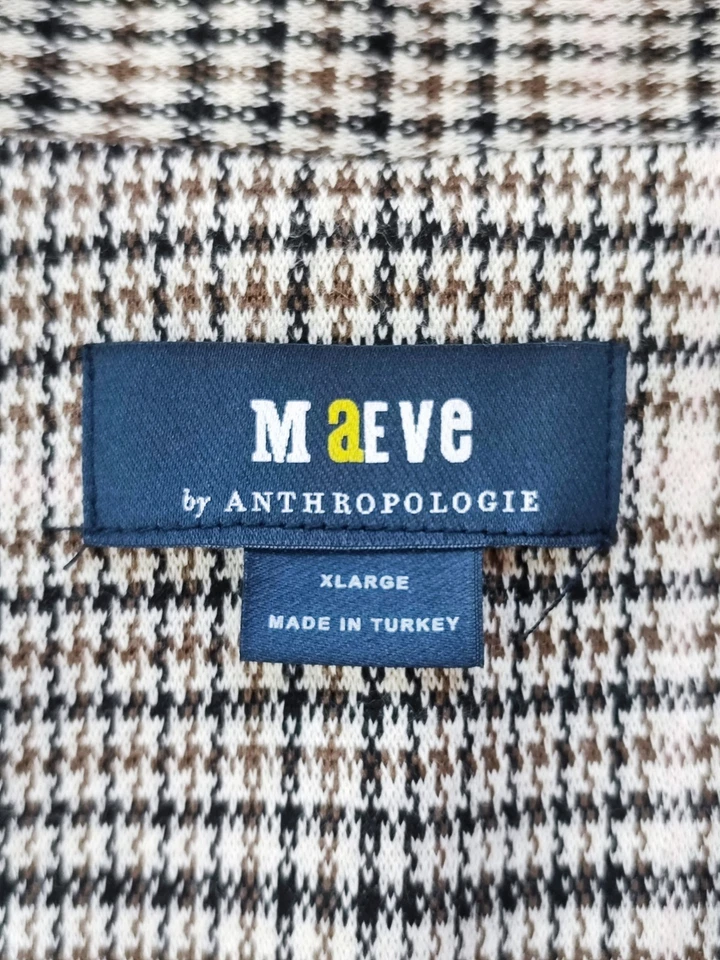 Blazer de mujer Maeve Anthropologie marrón a cuadros talla XL Foto 3 de 4