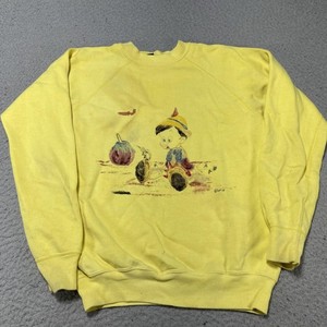 Vintage Mayo Spruce Sweatshirt Youth XL Yellow Pinocchio Graphic Fleece USA 70s