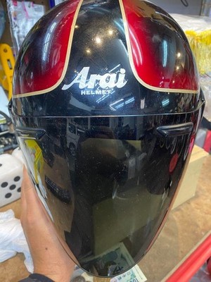 Arai SZ MX Vintage Style Jet Helmet Black and red two-tone
