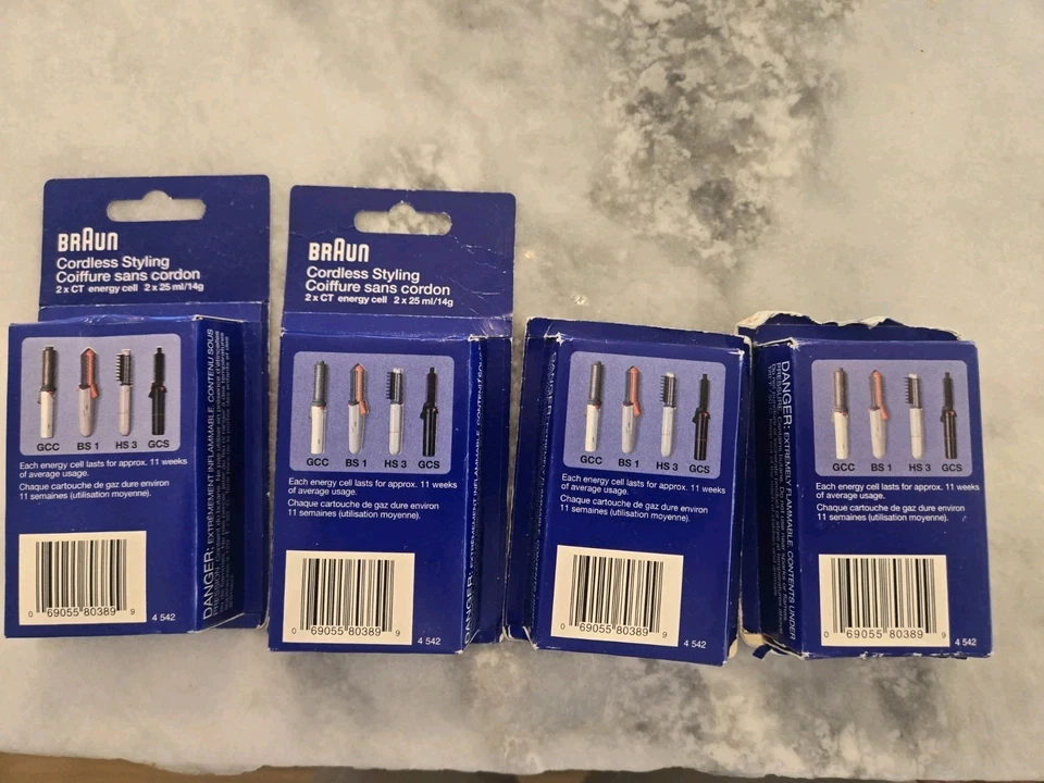 Lot of 2 Braun Cordless Styling 4 CT Energy Cell 25ml Butane Refills + 2 FREE - Image 2 of 3