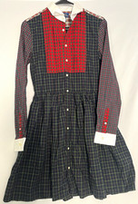 Polo Ralph Lauren Girls Plaid Cotton Collared Long Sleeve Shirt Dress 16
