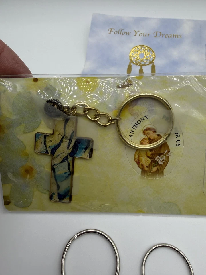 Lote de 11 chaveiros apanhador de sonhos cruz Santo Antônio anjo búfalo penas de tartaruga - Imagem 2 de 4