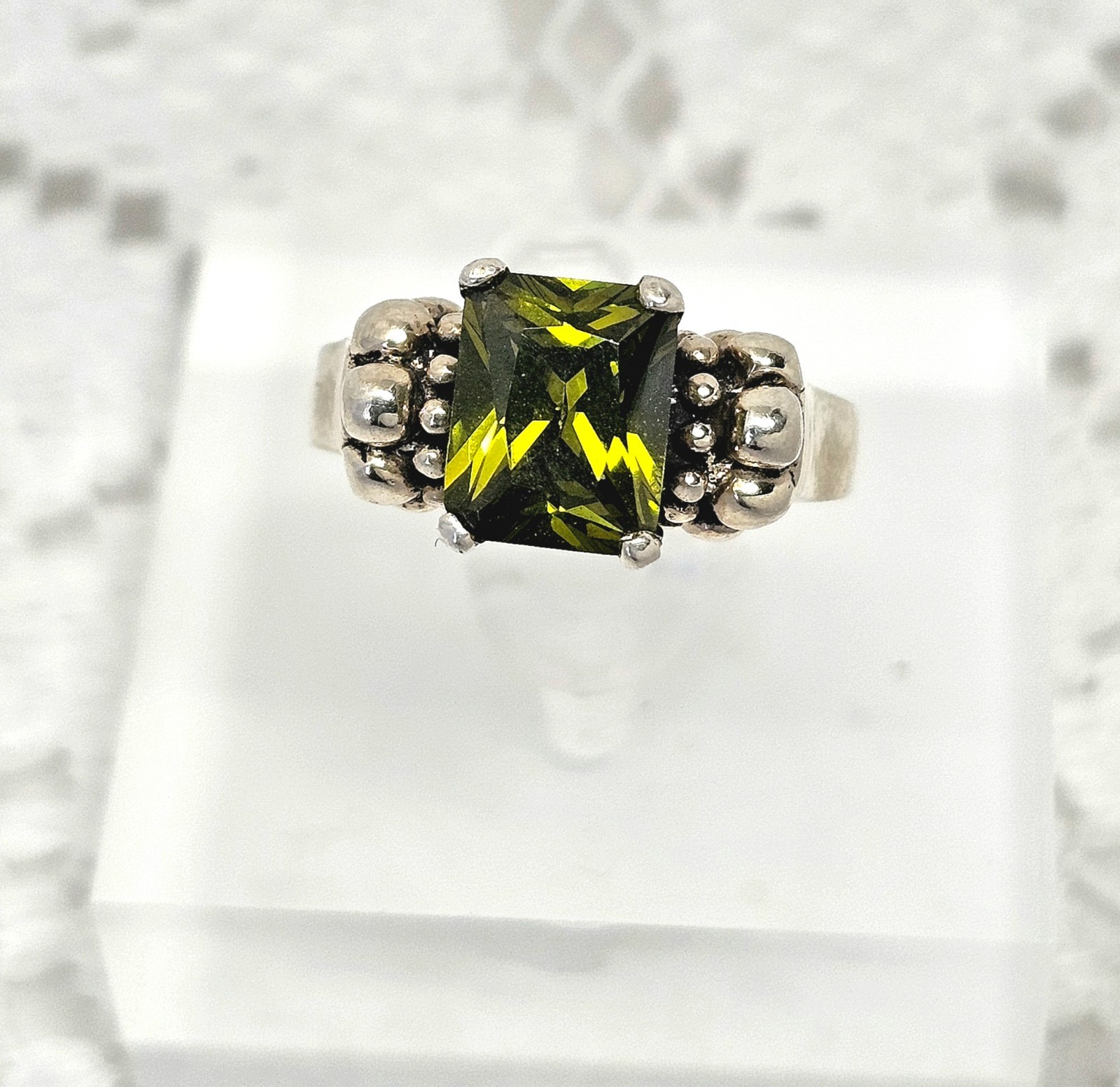 Sterling Silver Solitaire Statement Ring Dark Gre… - image 4