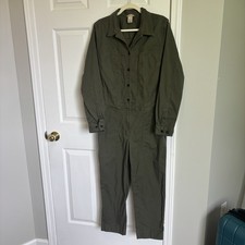 Duluth Trading Co Womens L Regular Shop Square Coverall Jumpsuit Fatigue Green