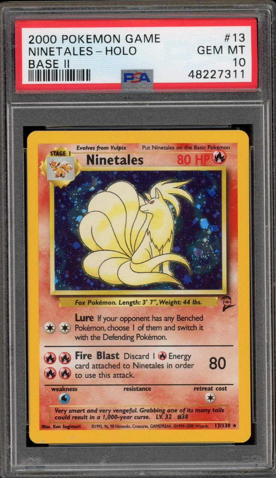 Pokemon Ninetales Base Set 2 Holo Rare #13 PSA 10 Gem Mint