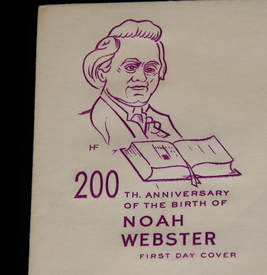 Vintage Cover,1958, WEST HARTFORD, CT, Birth Of Noah Webster, Dictionary Creator - Image 3 of 4