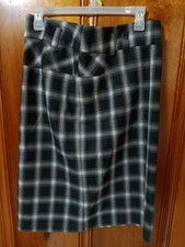 BRANDON THOMAS Womans 10 black white plaid classic pencil skirt zip hook   ~252