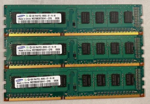 Lot (3) 1GB Samsung M378B2873EH1-CF8 PC3-8500 DDR3-1066 Desktop RAM Memory