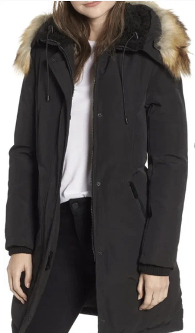 Sam edelman faux top fur trim down coat