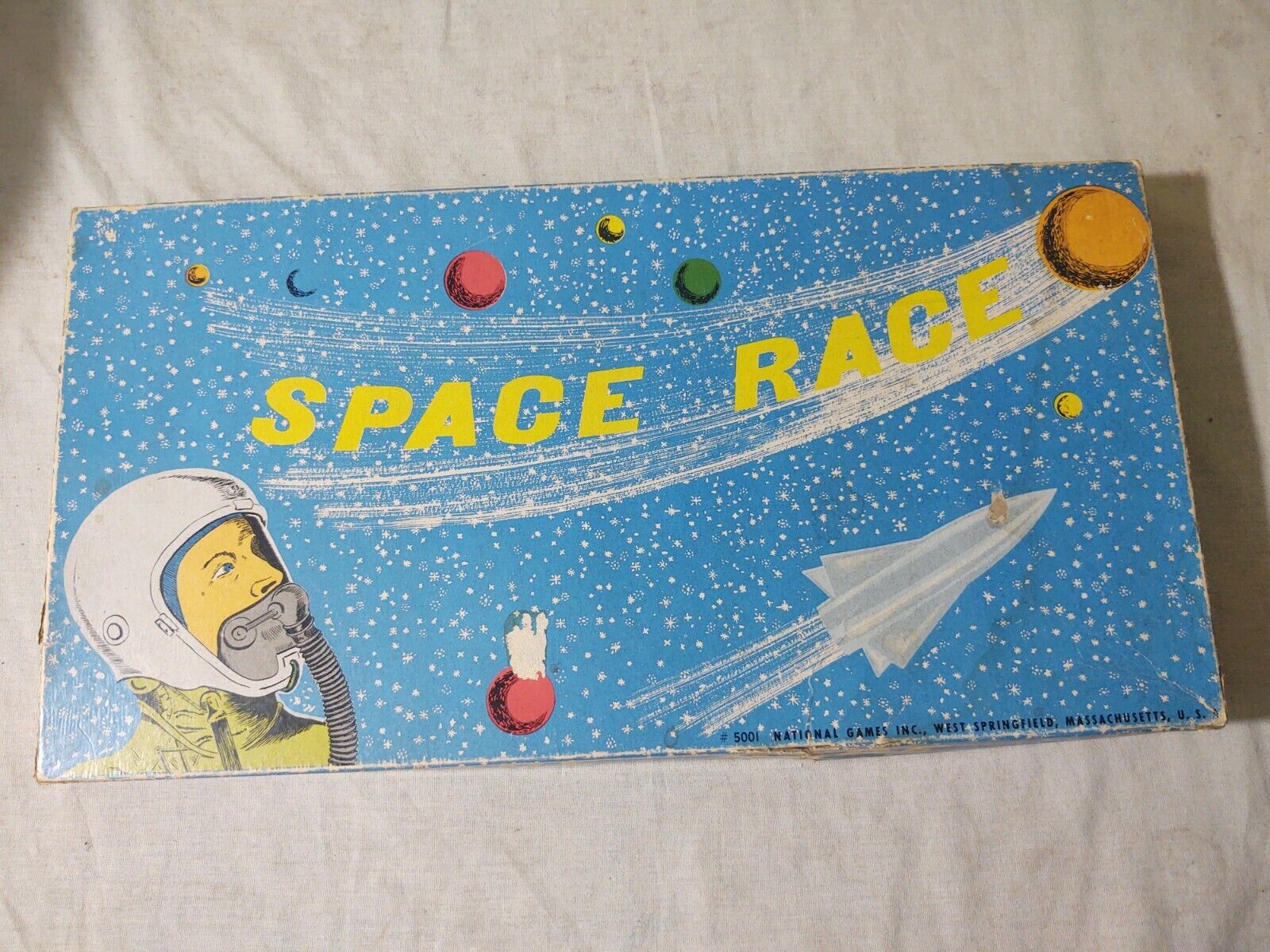 UNIQUE VINTAGE GREEK LITHO BOARD GAME - SPACE RACE - BY ION FROM 70s