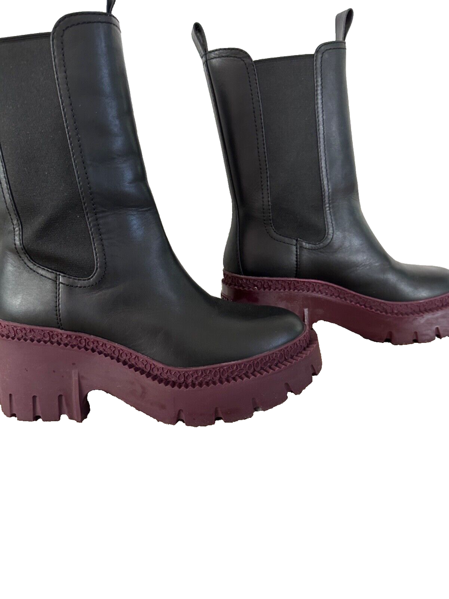 COACH Women's Alexa Leather Heeled Platform Chelsea Boots US