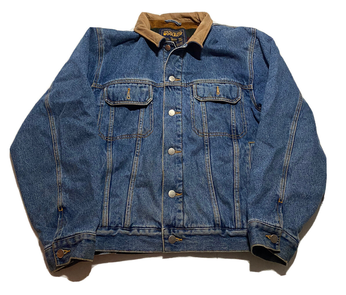 Woolrich Jacket Blue Denim Jean Trucker Blanket Lined Size M L9 — SARL