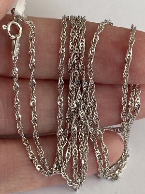 Italian Vicenza Singapore Chain Rhodium Overlay  On Sterling Silver 30  3.4gms