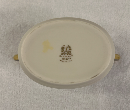 Zuccheriera Lenox Holiday China con coperchio Made in USA agrifoglio e bacche - Foto 5 di 15
