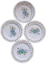 Four (4) Gold Coast™ ~ Multicolored ~ BUTTERFLY FLORAL ~ Melamine ~ 9" Plates