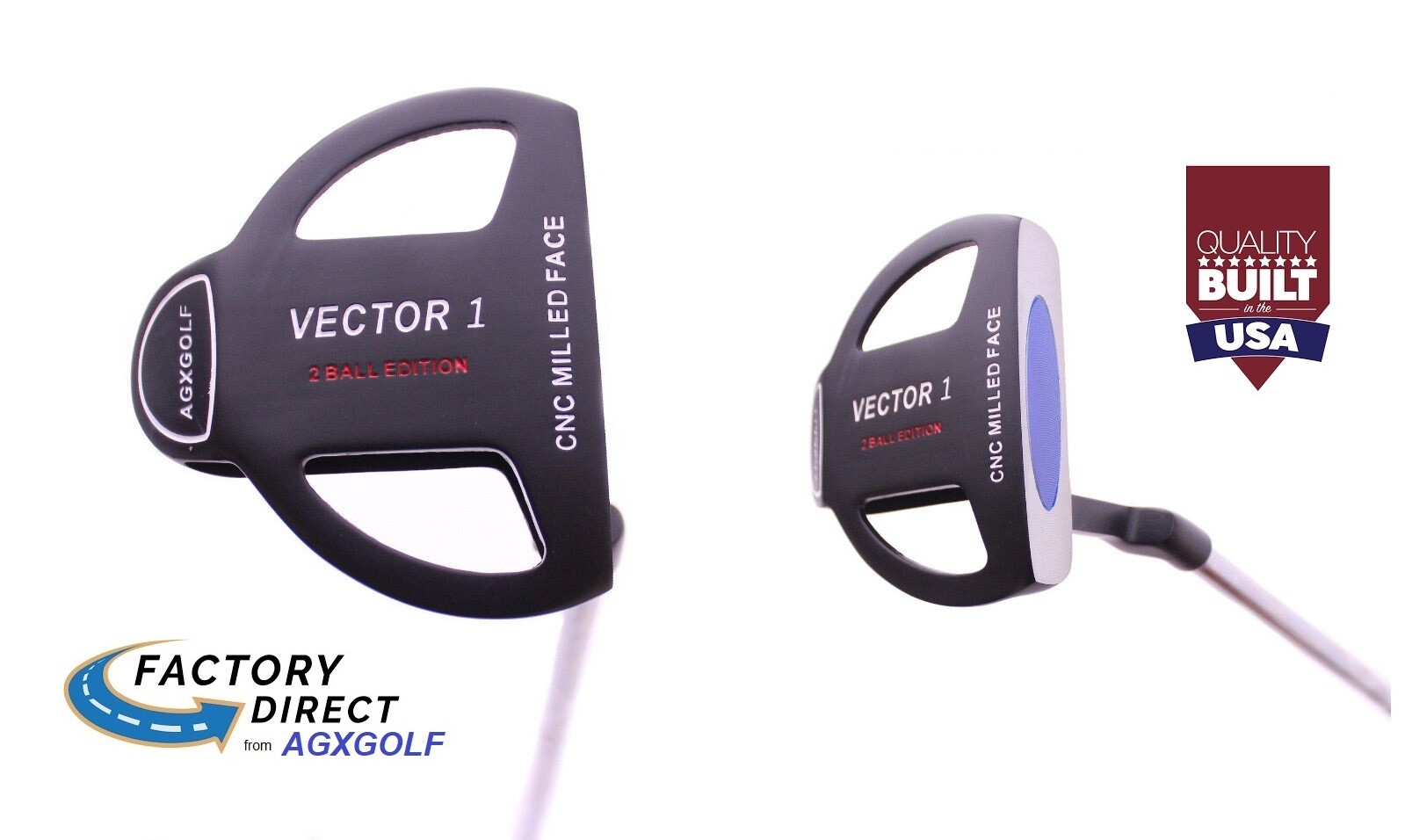 AGXGOLF Vector 2-Ball Putter Mens All Sizes: CNC Milled (Odyessy Style) wCover