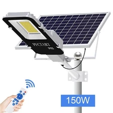 150W 150 Watt Solar Street Light Outdoor Living Lighting Lamp+Pole+Remote Set