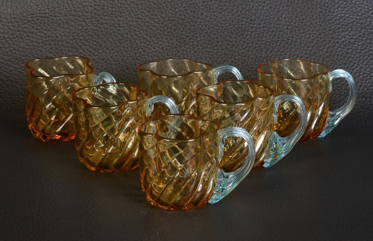 Lot De 3 Verres à Liqueur Georges Sand Par Portieux – Bleu, Style Vintage