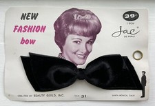NEW Vintage JAC De Paris Fashion Black Velvet Hair Bow Clip Beauty Guild