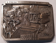 belt buckle Case IH A Fresh Team for Today's Farmer 1985 limited edition gray 3"