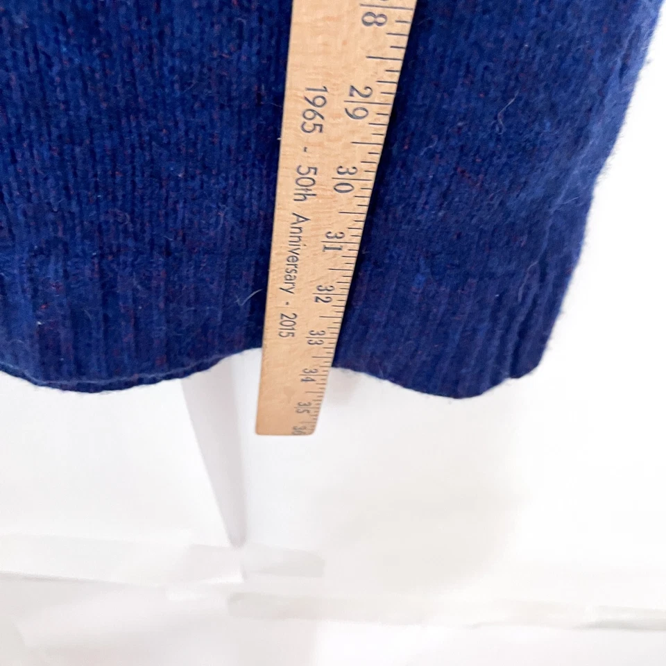 Vestido Suéter LL Bean Signature Para Mujer Talla Mediana Capucha Cuello Grueso Lana Azul Foto 3 de 4