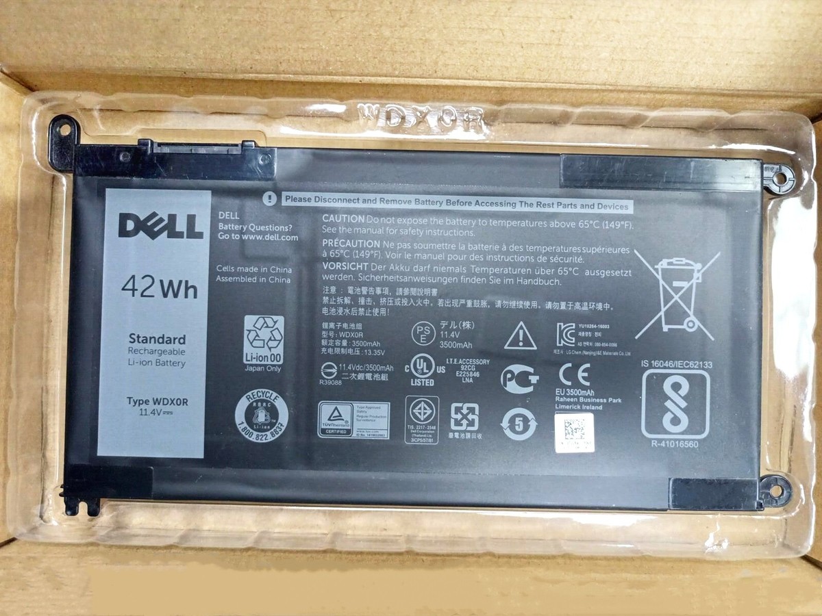 GHU Batteria WDX0R Da 42Wh Per Dell Inspiron 13/15/17 - 11.4V, Ricambio Per FC92N, T2JX4, 3CRH3