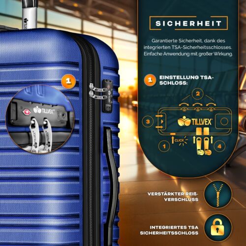 tillvex® Reisekoffer Set Koffer Hartschale Trolley Kofferset Tasche S-M-L-XL - Bild 100 von 120