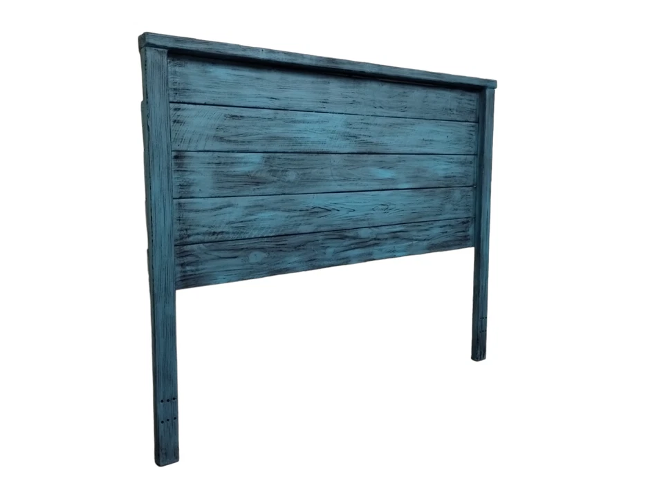 Queen Turquoise Distressed Handcrafted Solid Wood Headboard Made In US HBQTQ - Image 3 of 4