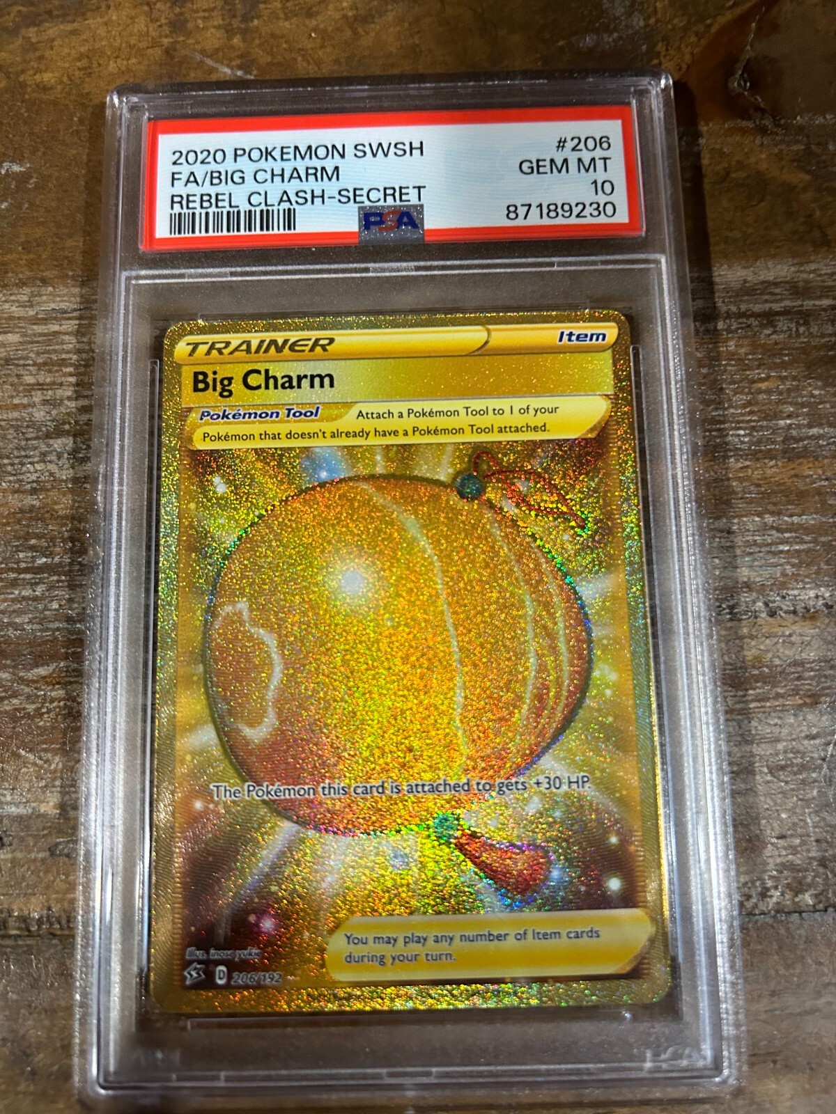 POKEMON 2020 Rebel Clash Secret Full Art BIG CHARM #206 PSA 10 Gem Mint
