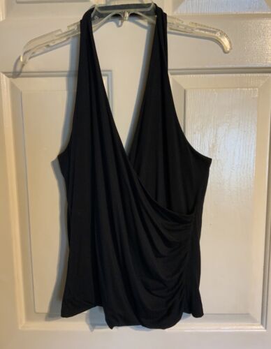 NWT Kenneth Cole Reaction Sexy Black Vneck Scrunch Sleeveless Top Blouse Medium - Picture 1 of 15