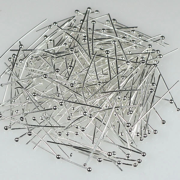 Lote de 1000 piezas de pasadores de cabeza de bola de cobre enchapados en plata/oro hallazgos 18/20/22/25/30 mm Foto 4 de 4