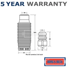 Borg & Beck Front Shock Absorber Dust Cover Kit Fits Peugeot 206 1998-2012