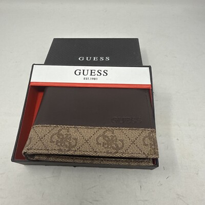 GUESS Est. 1981 ~ 31GO220091 Genuine Men Leather BILLFOLD Wallet Valet ~ CAFE