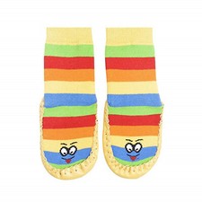 Hüttenschuhe Ringel mit echter Leder Haussoc...