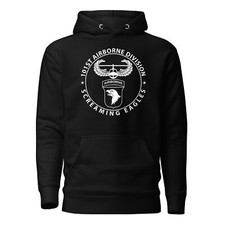 101st Airborne Unisex Hoodie White Ink