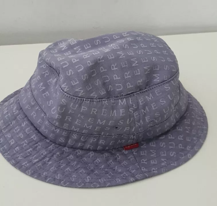 SS16 Supreme Jacquard Logos Twill crusher M/L Blue bucket hat