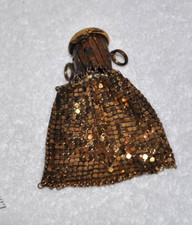 vintage Expandable Mesh Gold Purse ART DECO Gated Top Beggar's Bag