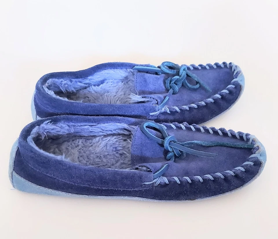 L.L. Zapatillas Bean Kids Talla 3 Forradas de Piel Sintética Gamuza Azul De Colección Foto 2 de 4